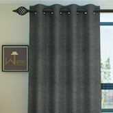 Fabrahome Light Filtering 7 Ft Rectangular Jute Fabric Curtain ( Dark Grey ) - WoodenTwist